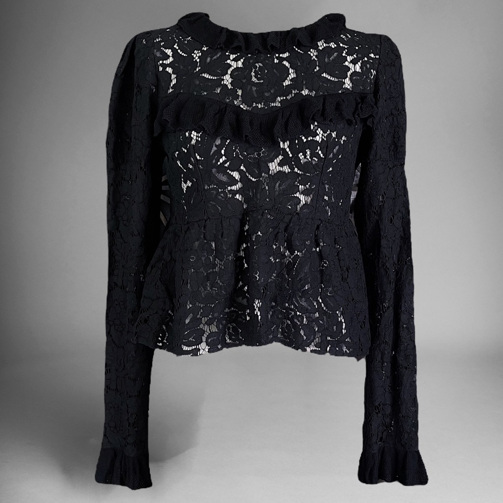 Zara Semi-Sheer Black Lace Top